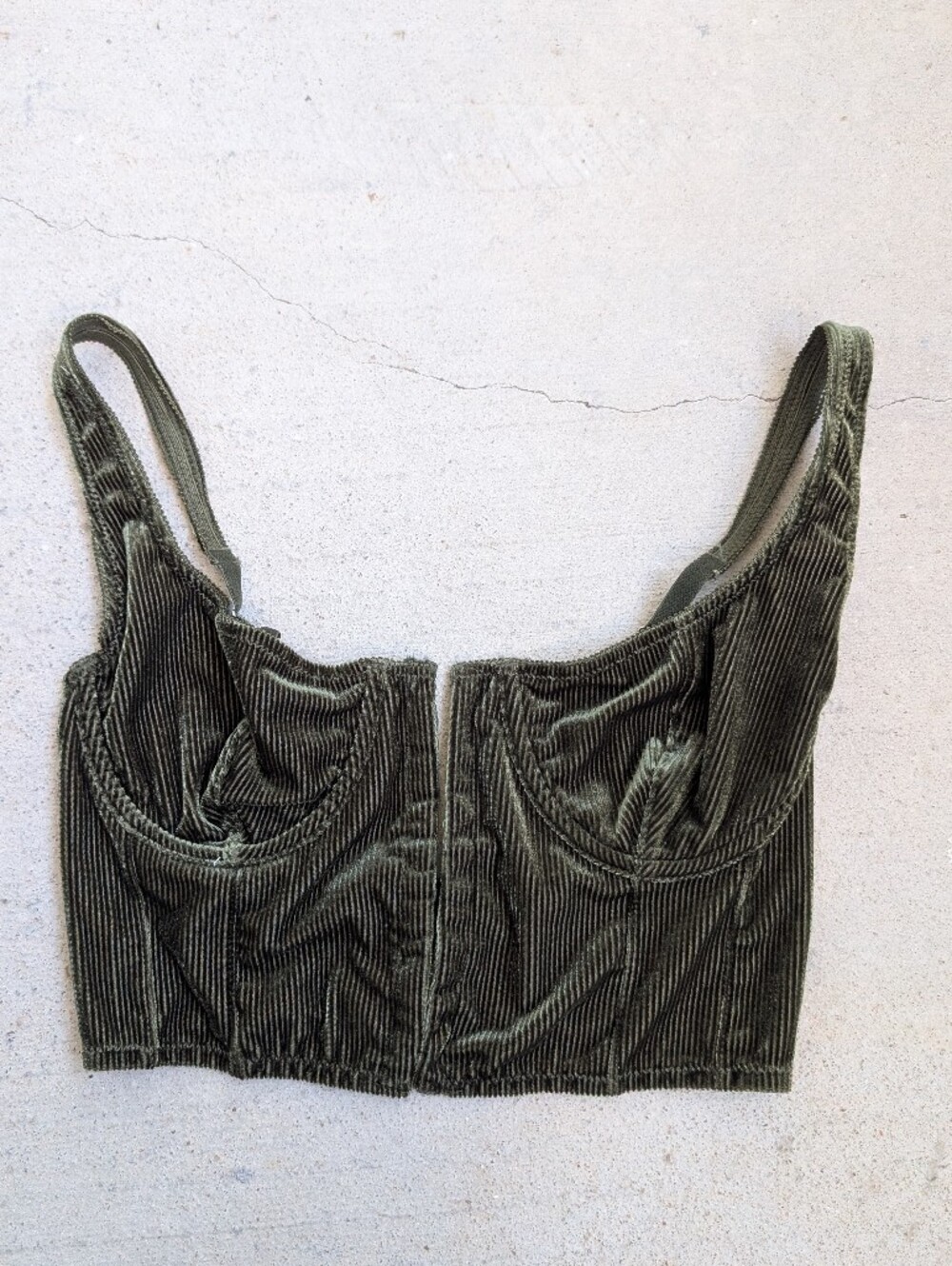 Urban Outfitter out from under Olive Velvet Corset Crop Top - Picture 6 of 8